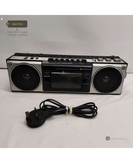 hitachi-trk-6601l-portable-stereo-radio-cassette-recorder-boombox-no-antenna