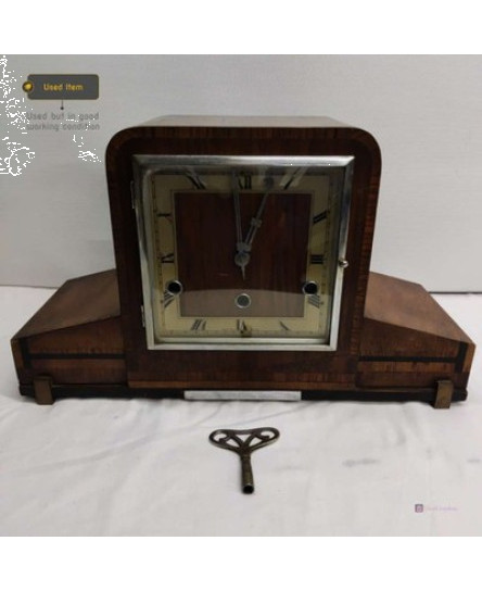 foreign-mantel-mechanical-winding-clock-wooden-case-vintage-with-key