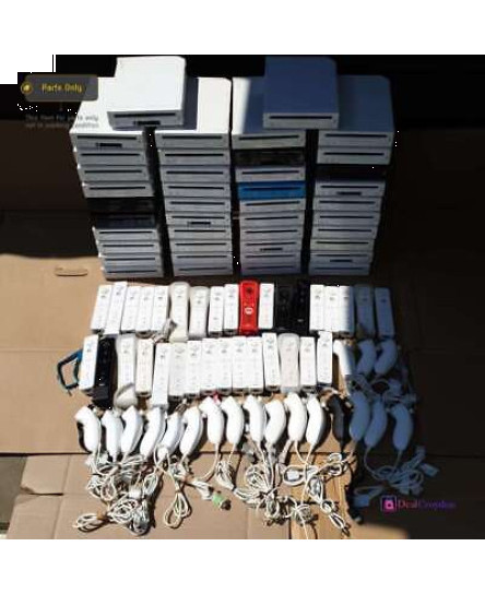 job-lot-42-x-nintendo-wii-consoles-mixed-controllers-remotes-spare-repair